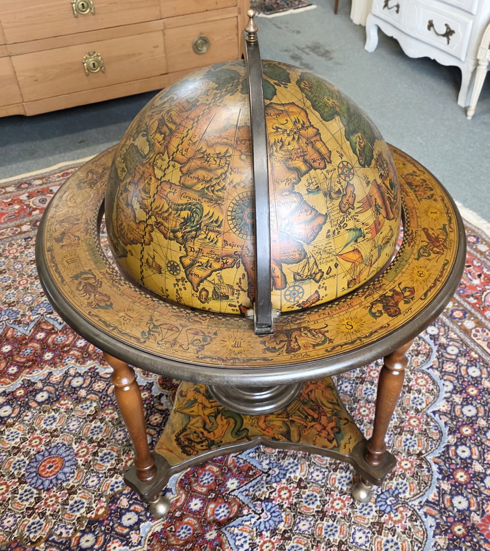 A Vintage French Atlas Globe-Bar Cabinet 